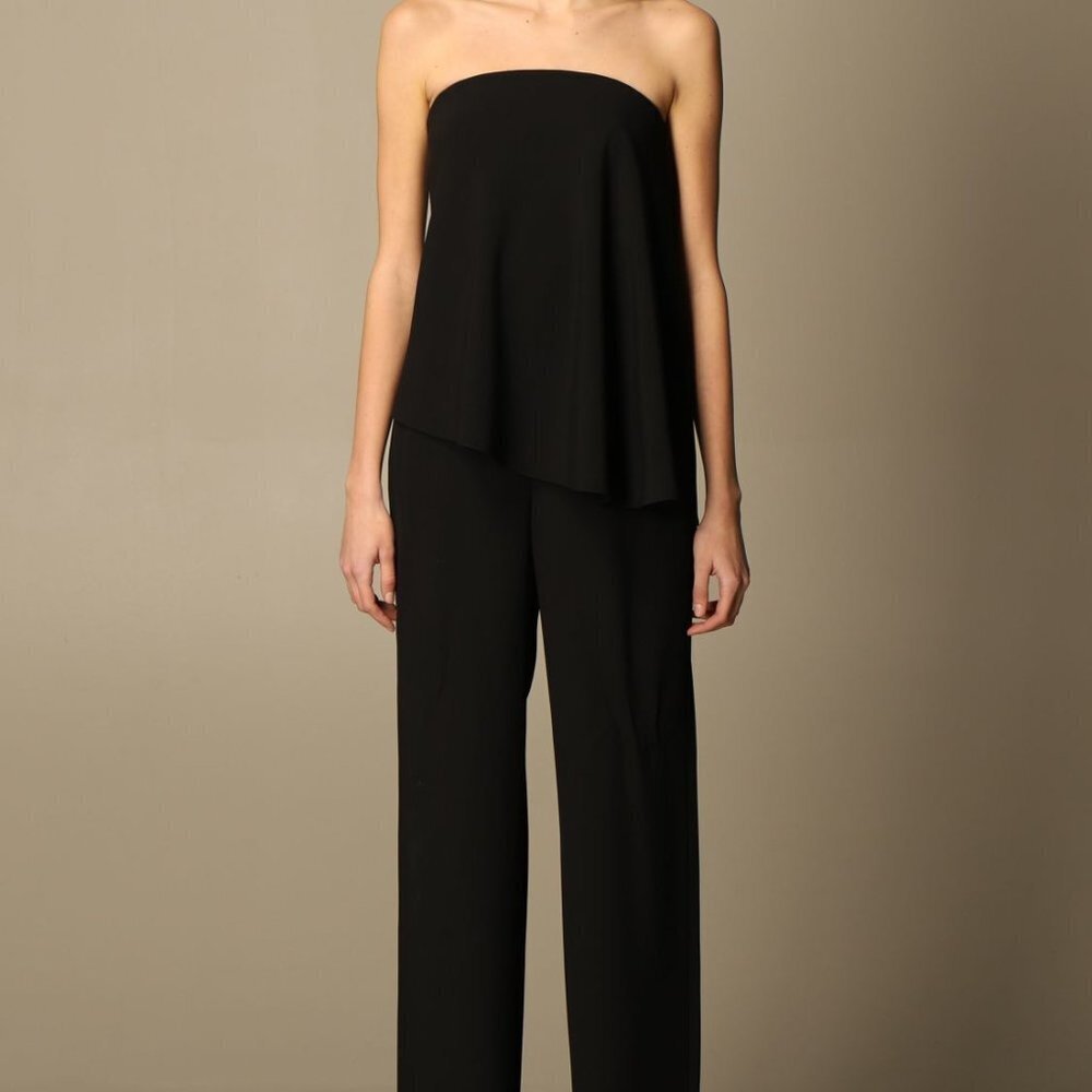 Emporio Armani Black Cady Strapless Jumpsuit